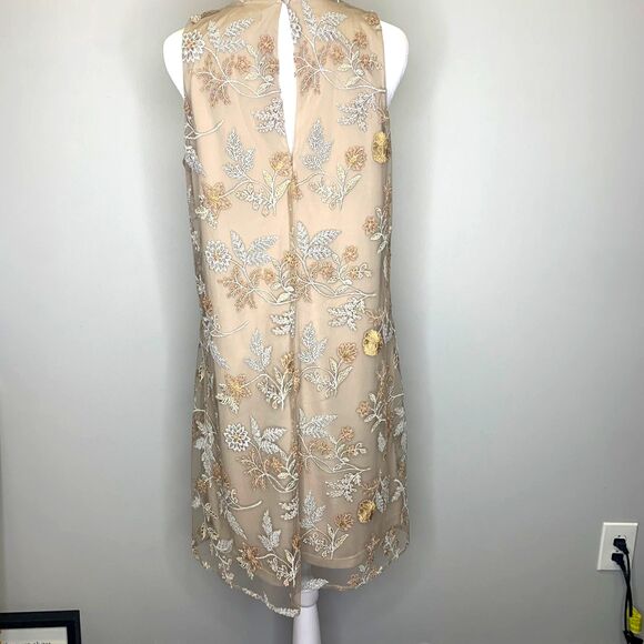 Calvin Klein Embroidered Dress Lace Mesh Sheer Metallic Cocktail Formal Wedding - Picture 3 of 14
